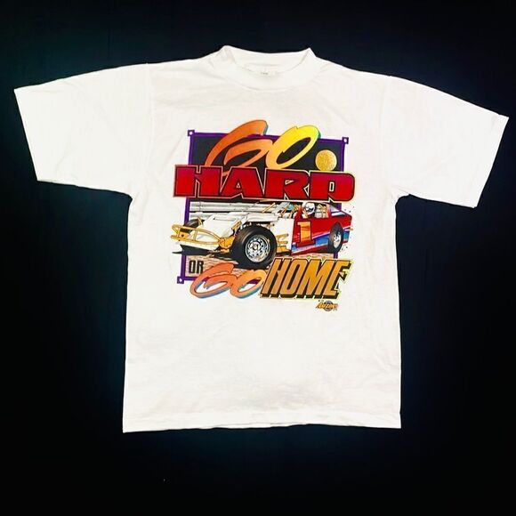Vintage 1993 Single Stitch “Go Hard Or Go Home” Drag Racing Tee - Picture 1 of 7